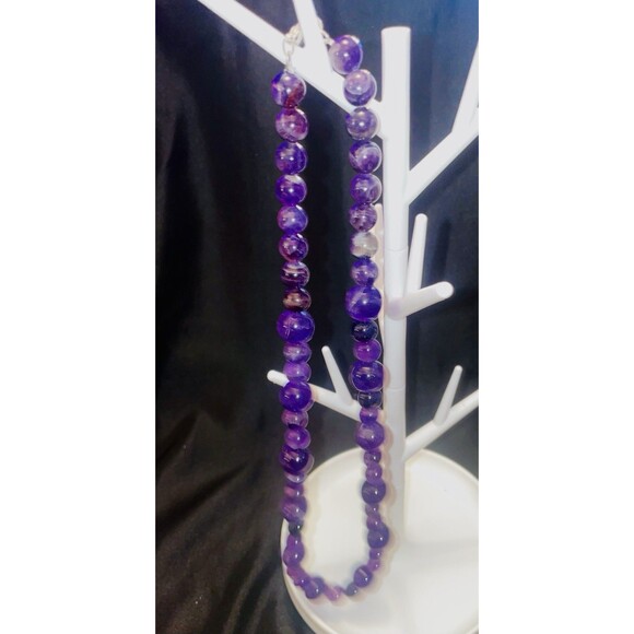 Heavy African Amethyst Bead Necklace 106.4 Grams 20 Inches